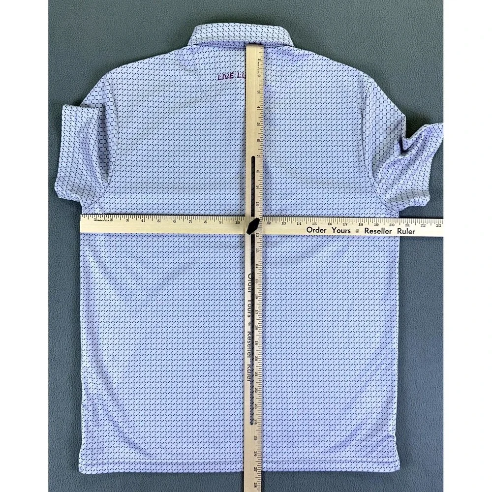Black Clover Polo Shirt Mens Small Grey Geometric Live Lucky Performance Golf - Picture 5 of 6